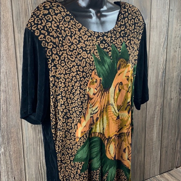 Vintage Teddi Brand Top Tiger Woven Design Sz. 1X - Picture 6 of 8